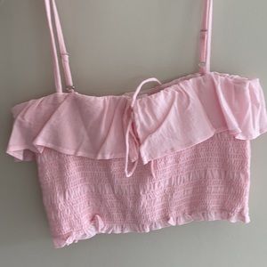 by the way. Pink ruched tank top